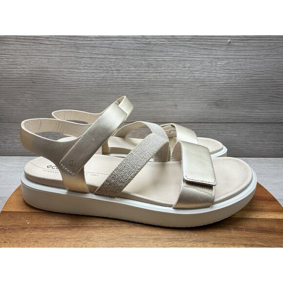 Ecco Women's Flowt 2 Leather Banded Nude Sandals -EU 43 - Picture 1 of 7